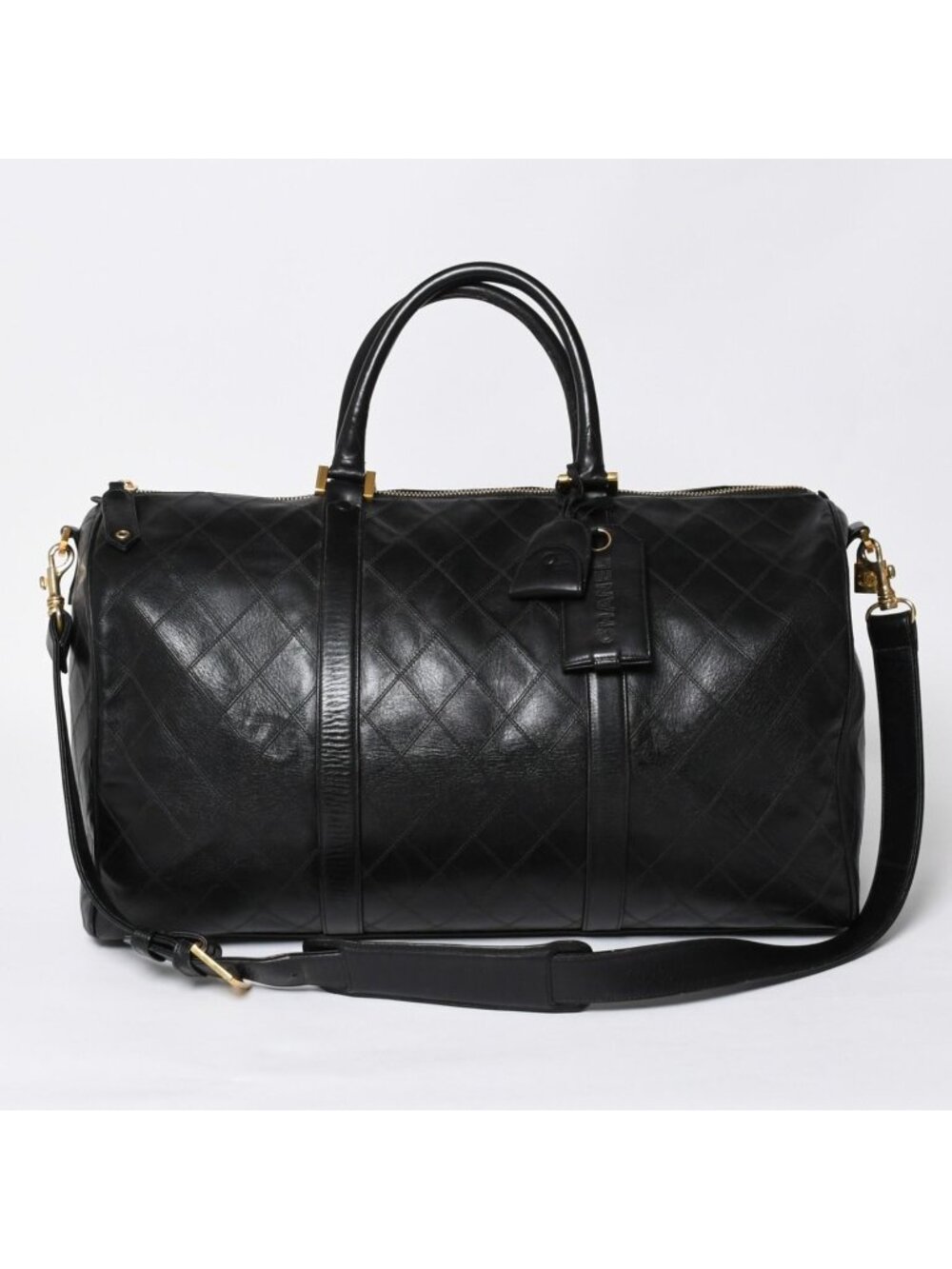 Chanel Bicolor Boston Bag CC Logo 2-Way Quilted Gold